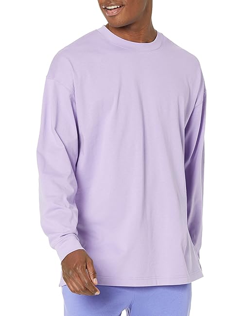 Amazon Essentials Men's Long-Sleeve T-Shirt Oversized-Fit Organic Cotton, Purple, X-Small