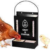 GQNDGN Oyster Shell &amp; Grit Feeder, 6LB Metal Chicken Feeder, Black | Hanging Gravity Chicken Grit Feeder with Viewing Window &amp; Lid, Flow-Controlled Feed Outlet, Chicken Coop Accessories