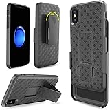 iPhone Xs/iPhone X Holster case, Combo Shell&Super Slim Case w/Built-in Kickstand and Swivel Belt Clip for Apple iPhone Xs 5.8 inch [Shockproof] (Black)