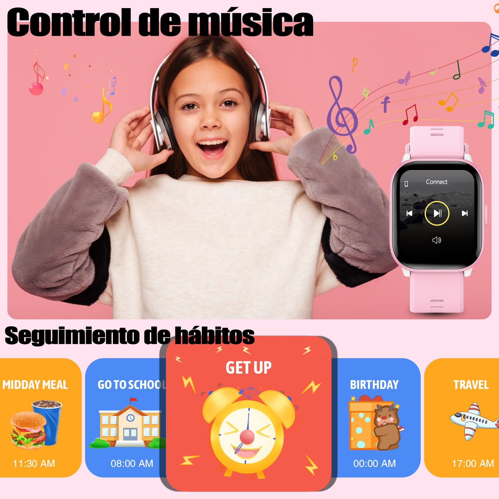 meoonley Kids Watch for Girls Boys with IP68 Waterproof, Girls Watch with 19 Sports Modes, Sleep Tracking, Pedometer, Stopwatch, Kids Activity Tracker, Birthday Gifts for Girls Age 6-15 Years Old