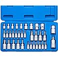Neiko 10070A Torx Bit Socket and E-Torx Star Socket Set | 35-Piece Set, S2 and Cr-V Steel, 1/4”, 3/8” and 1/2-Inch Drive