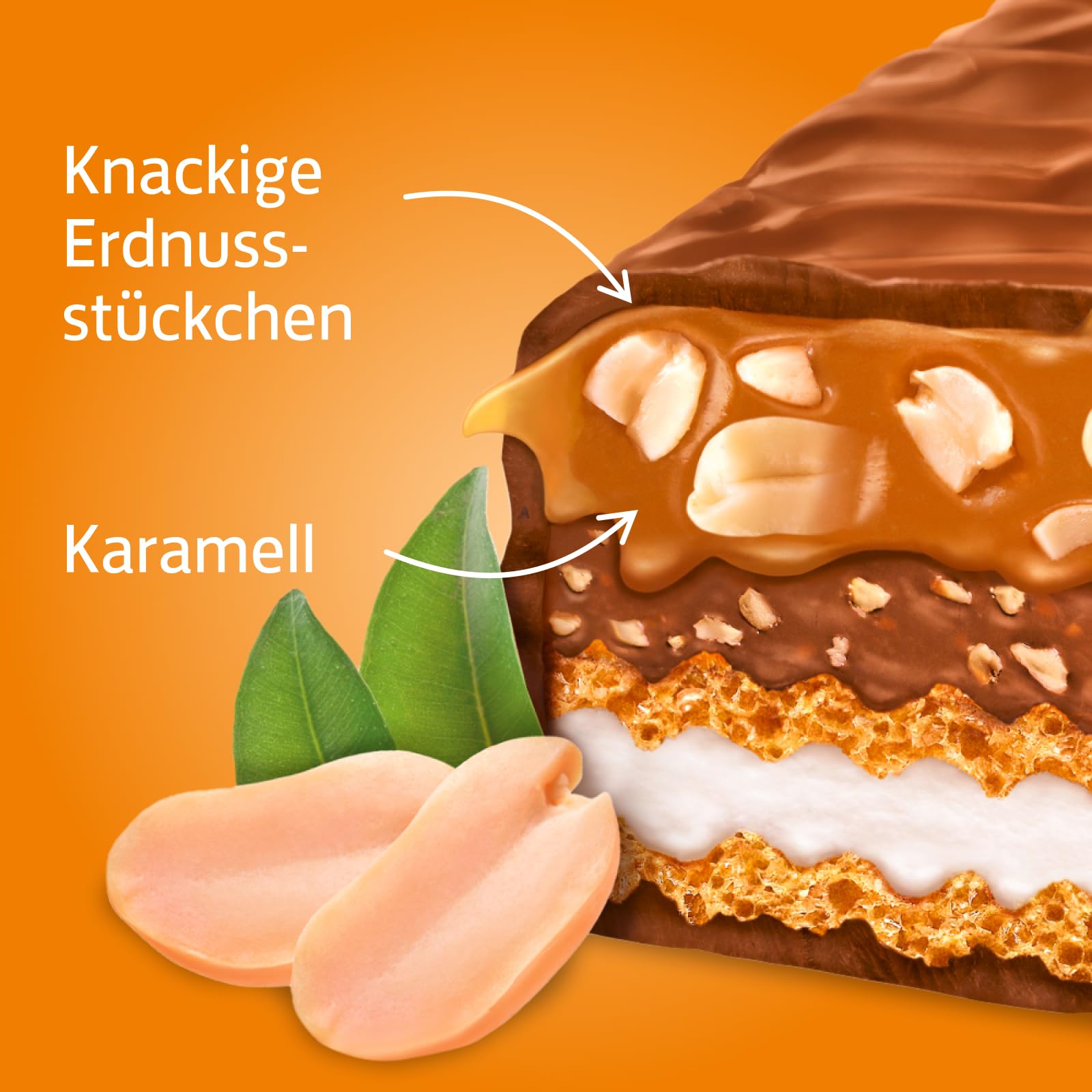 Knoppers ErdnussRiegel – 1 x 200 g (5 Riegel) – Schokoriegel mit Milch- und Erdnusscreme, gehackten salzigen Erdnüssen, Karamell und Vollmilchschokolade 4