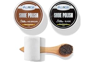 Alloda Black&Mid Brown Shoe Polish Kit, Boot and Leather Shoe Shine Kit, Horse Hair Polish Brush Cleaner, Towel(Black + Mid Brown)