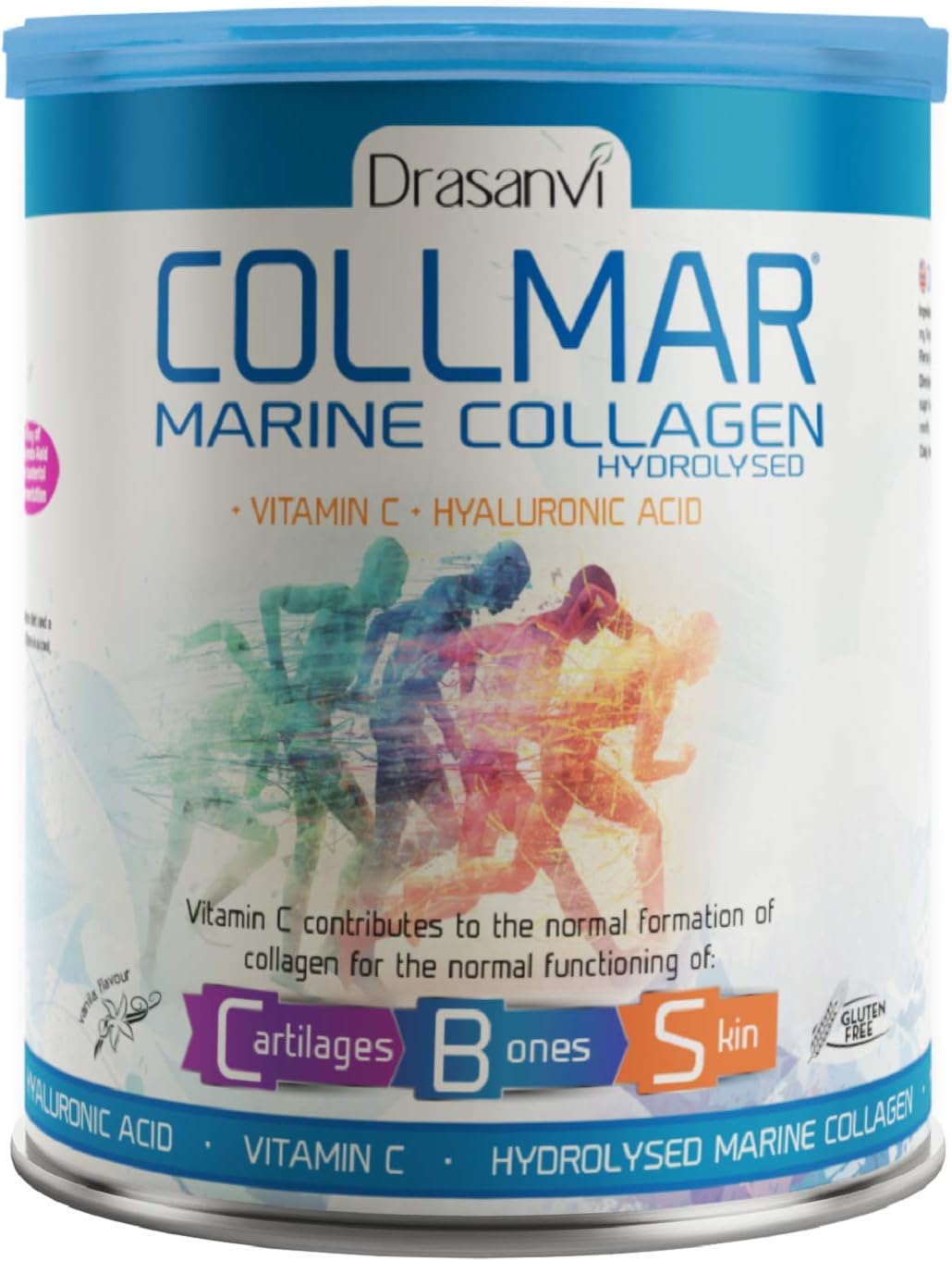 DRASANVI COLLMAR Marine Collagen Hydrolyzed Vanilla Flavor 275g - Vitamin C - Hyaluronic Acid - Collagen - Food Supplement - Healthy Cartilage Bones and Skin - Low Molecular Weight - Ideal - Care