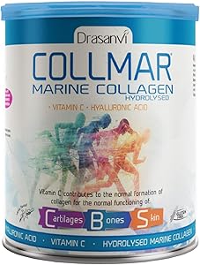 DRASANVI COLLMAR Marine Collagen Hydrolyzed Vanilla Flavor 275g - Vitamin C - Hyaluronic Acid - Collagen - Food Supplement - Healthy Cartilage Bones and Skin - Low Molecular Weight - Ideal - Care