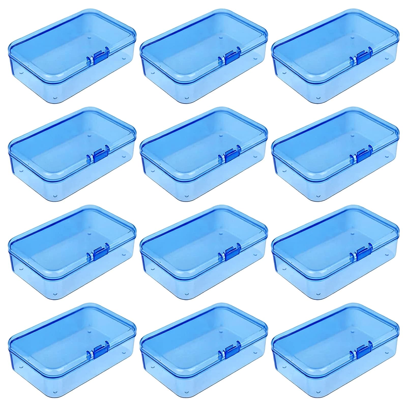 Goodma 12 Pieces Mini Rectangular Plastic Boxes Empty Storage Organizer Containers with Hinged Lids for Small Items and Other Craft Projects (85 x 55 x 25 mm, Blue) — image 1