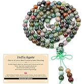 AD Beads 6mm 8mm 108 Prayer Mala Jasper Elastic Bracelet - Handmade Yoga Meditation Healing Power Energy Gifts for Unisex Adult.
