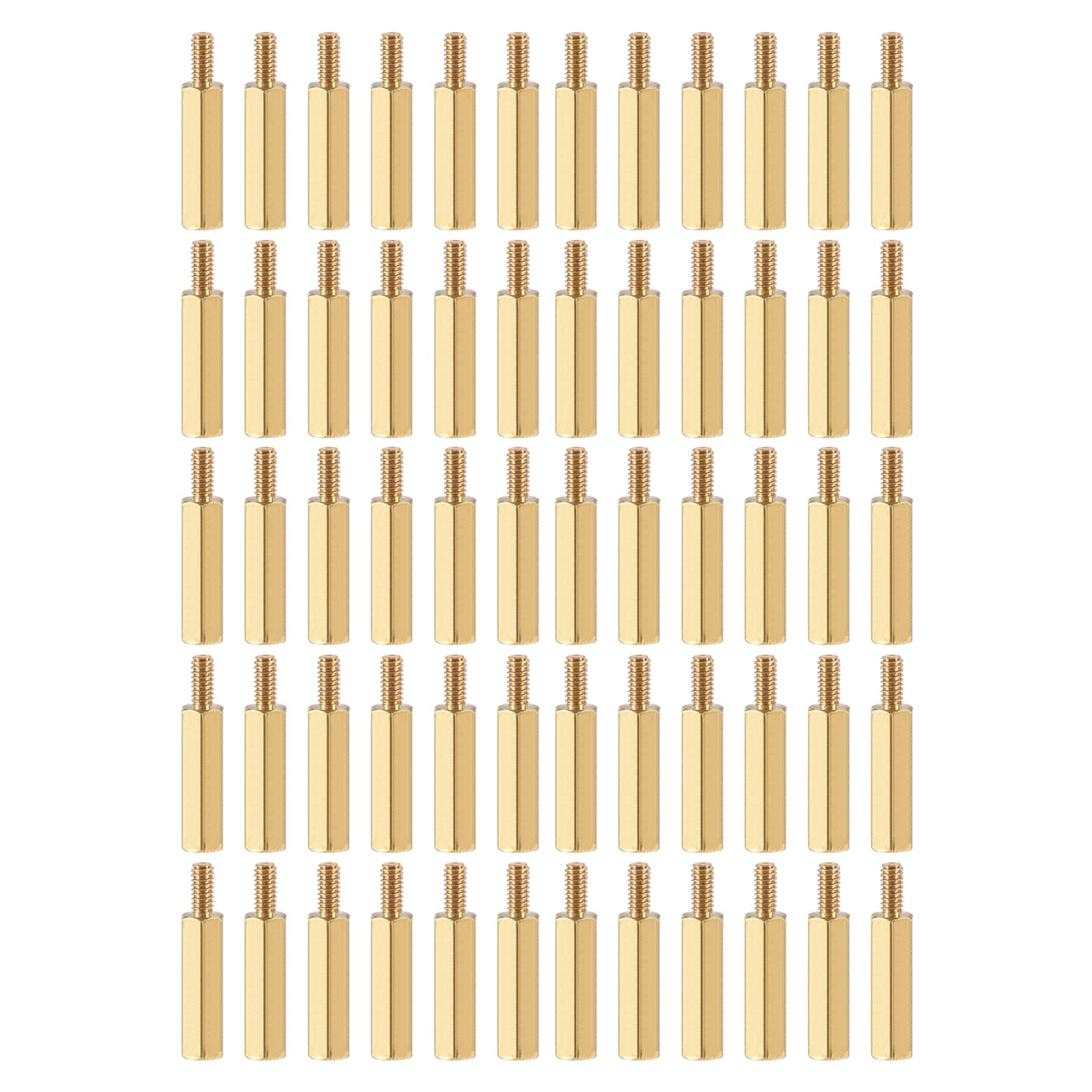 YOKIVE 50 Pcs M2.5 Standoff Screws, Brass Hex PCB Standoffs, Keep Height Consistent, Great for Motherboard (Gold Tone, 16mm+6mm)