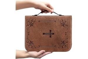 Bible Covers, PU Vintage Bible Case, Zippered Carrying Book Case Church Bag Protective with Handle, for Men, Women, Father, M