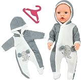 Aolso Baby Doll Clothes 14-18 Inch Hooded Jumpsuit with Coat Hanger Elephant