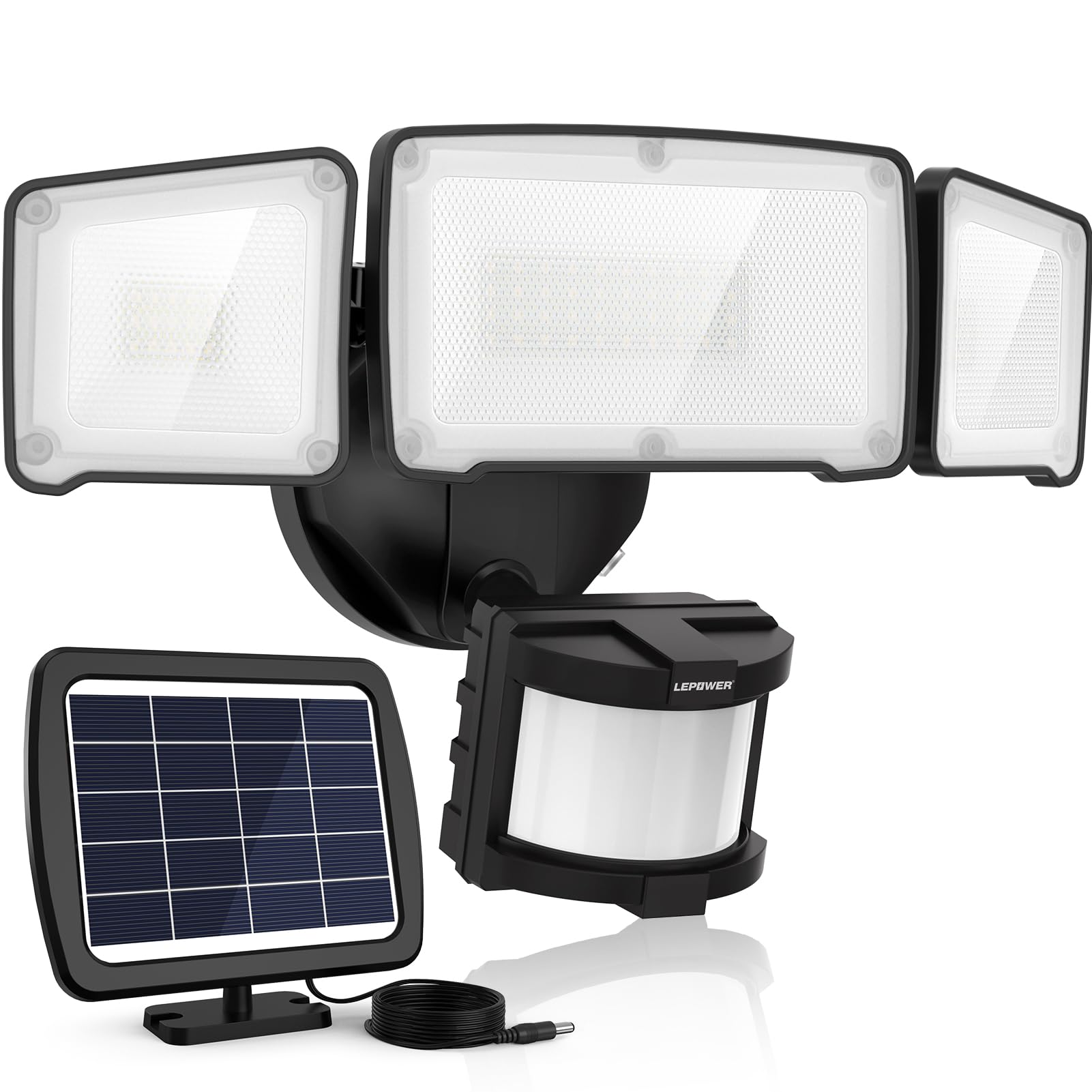 Photo 1 of LEPOWER 1600LM LED Solar Security Lights Motion Outdoor, 5500K White Light, IP65 Waterproof Outdoor Flood Solar Light for Yard, Garage?Black?