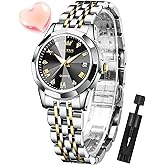 OLEVS Womens Watch Diamond Fashion Dress Analog Quartz Stainless Steel Ladies Small Wrist Watches for Female Date Waterproof Luminous