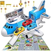 Airplane Car Toy Set Transport Cargo Plane Play Toy Gift for 3+ Years Old Boys Girls Kids,Aircraft Vehicle Toys with 1 Helico
