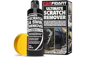 Carfidant Black Scratch and Swirl Remover - Car Paint Scratch Repair & Polishing Compound Kit with Buffer Pad - Restores Gloss & Removes Swirls, Oxidation & Light Scratches - 8.4 fl oz
