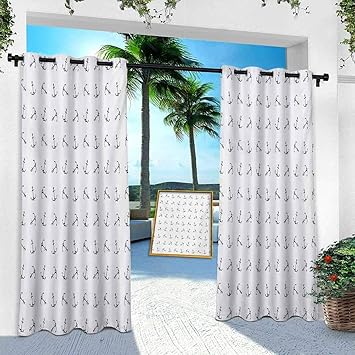 YUAZHOQI Cortinas de exterior, diseño clásico monocromático ancla con