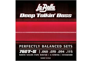 La Bella 760T-S Deep Talkin Brass White Nylon Tape Wound 4- String Short Scale 60-115