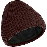 ROYBENS Warm Beanie for Men Women, Thick Fleece Lined Knit Winter Hats Wool Cuffed Fisherman Beanies Cold Weather Skull Cap