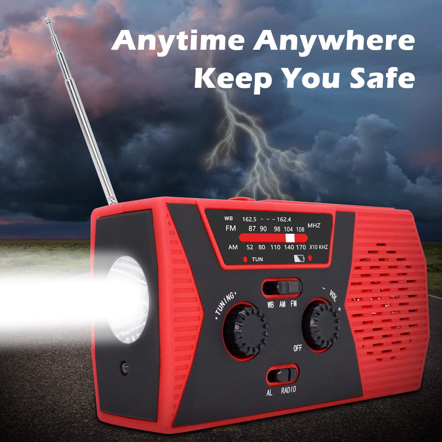 2020 Upgraded Emergency Solar Hand Crank Radio, RegeMoudal Hand Crank AM/FM/NOAA Weather Radio with Flashlight, Reading Lamp, 2000mAh Power Bank,USB Cell Phone Charger and SOS Alarm: Electronics