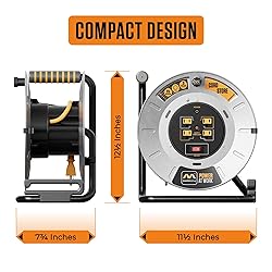 Masterplug 1ft Cord Reel, Metal Cable