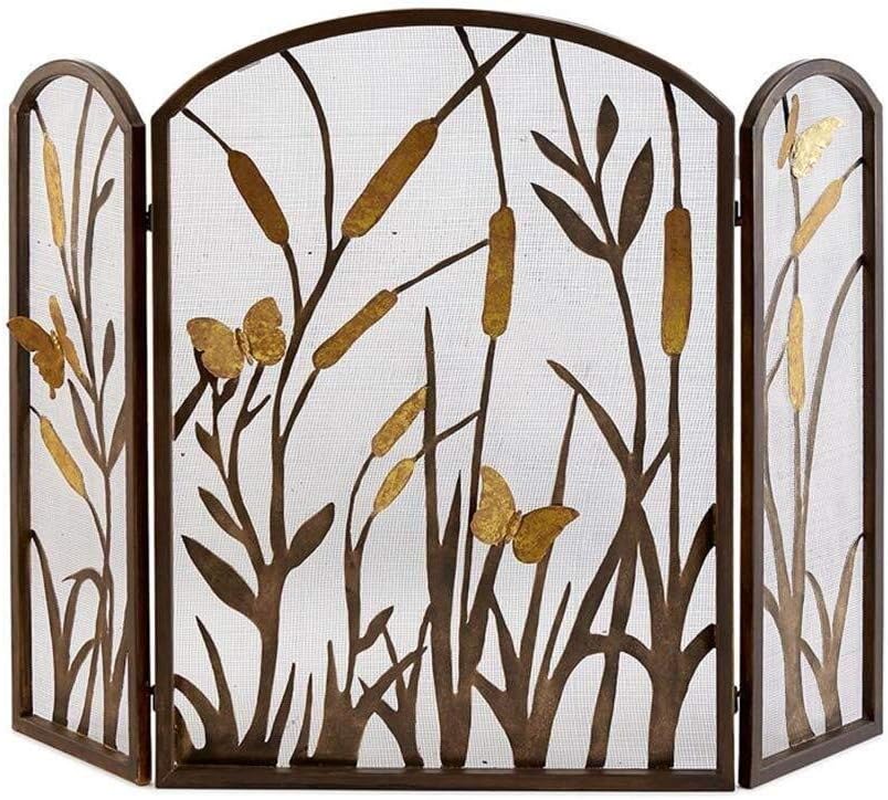 Salvachispas Chimeneas 3-Panel De Hierro Forjado Chimenea De La