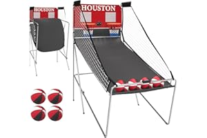 Danrelax Basketball Arcade Game Indoor, Dual Shot Electronic Basketball Game with 8 Game Modes, LCD Score Display, and 4 Rubber Balls, Indoor Basketball Arcade Game for Home, Red