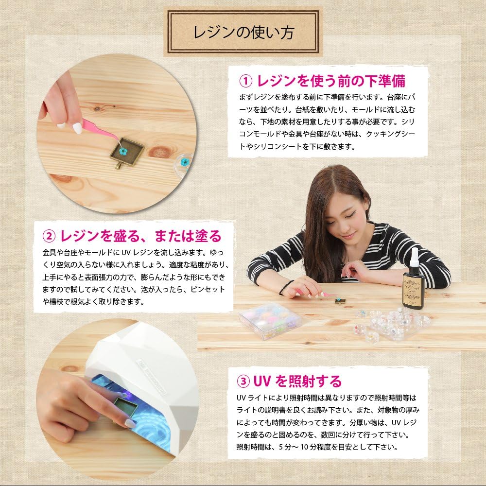 Amazon Co Jp 初心者さんも安心の福袋セット レジンスターターキット 114点 レジン液 Uvライト 36w付き 簡単説明書付き Uvライトカラー ピンク ドラッグストア