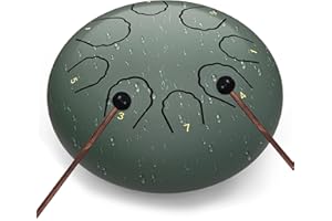 MENGBEI Professional Steel Tongue Drum for Adults & Kids - 6 inch Hand Percussion Instrument Rain Drum with 8 Notes for Yoga, Meditation, Music Therapy & Concerts Play (Green, 6 Inch)