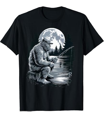 bigfoot walking with fishing pole Amazon.com: Selfie Funny Sasquatch Bass T-Shirt : Clothing, Shoes & Jewelry Painted Black All Water 13 Fishing Radioactive Baitcasting Ferrule Size:13/64