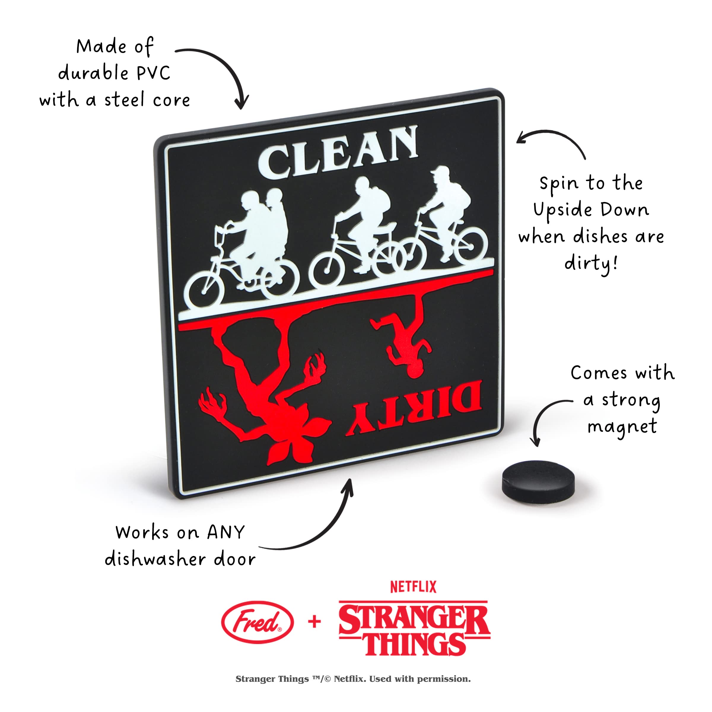 Genuine Fred Genuine Fred Stranger Things, Magnetic Dishwasher Sign, CLEAN/DIRTY, Multicolor