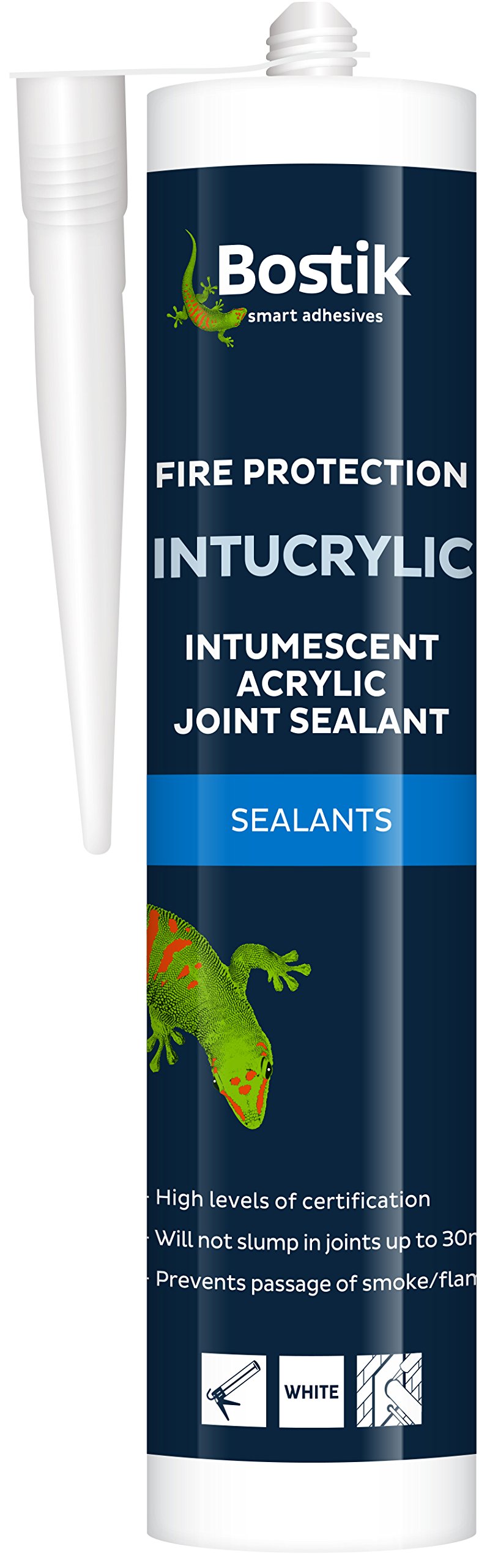 Bostik Intucrylic, Intumescent Acrylic Joint Sealant White - 290ml - Fire-Resistant for Up to 4 Hours