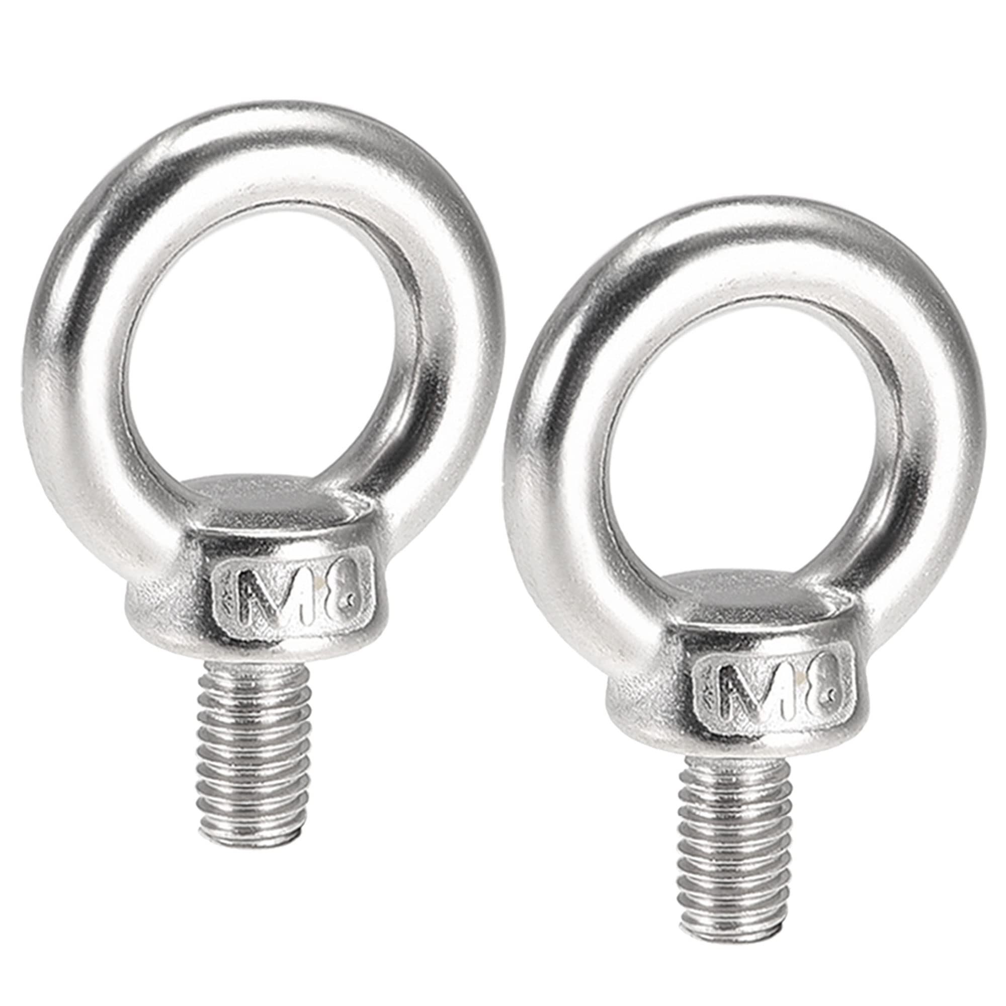 M METERXITY 2 Pcs Machinery Shoulder Lifting Eye Bolt - Chandelier Fence Stainless Steel Lifting Bolt Apply to Wire Rope (M8, Silver Tone)