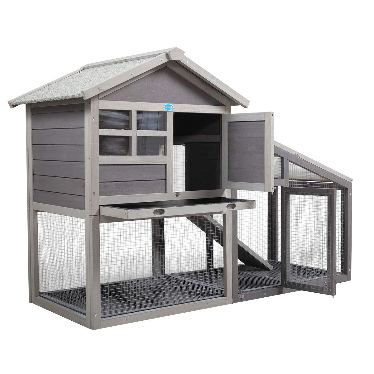 Buy COZIWOW Rabbit Hutch Indoor Outdoor, Wooden Bunny Cage with No