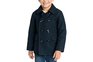 URBAN REPUBLIC Boys' Peacoat - Double Breasted Mixed Wool Dress Coat with Soft Faux Fur Lining and Flap Pockets (Sizes: 4-20)