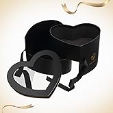 Zonon Valentine‘s Day Heart Shaped Gift Boxes for Flowers Chocolate Double Layers 2 Tier Rotating Box for Valentine Mother's Day(Black)