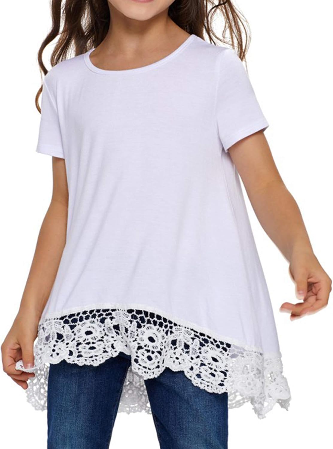 Jorssar Girls Tie Dye Clothes Kids Casual Tunic Tops Loose Blouses T-Shirt Size 5-12 Years: Clothing