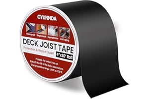 Cylinnda Deck Joist Tape 4" x 50', 1 Roll Waterproof Weather Resistant Self-Adhesive Butyl Joist Tape, Anticorrosion Flashing Tape for Wood Joists Beams-Black