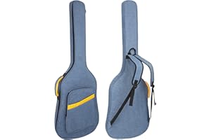 MUZNOTE Bass Guitar Case, Bass Guitar Gig Bag Backpack Soft Electric Bass Guitar Bag 0.38 inch Thick Padding Lightweight Dual Adjustable Shoulder Strap Pocket (Blue)