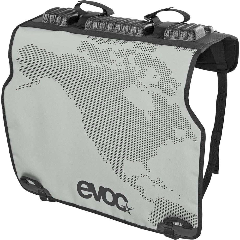 EVOC TAILGATE PAD DUO for bike transport in the pickup (bike carrier without trailer coupling, fixation of 2 bikes, access to tailgate lever, bike & tailgate protection), stone grey