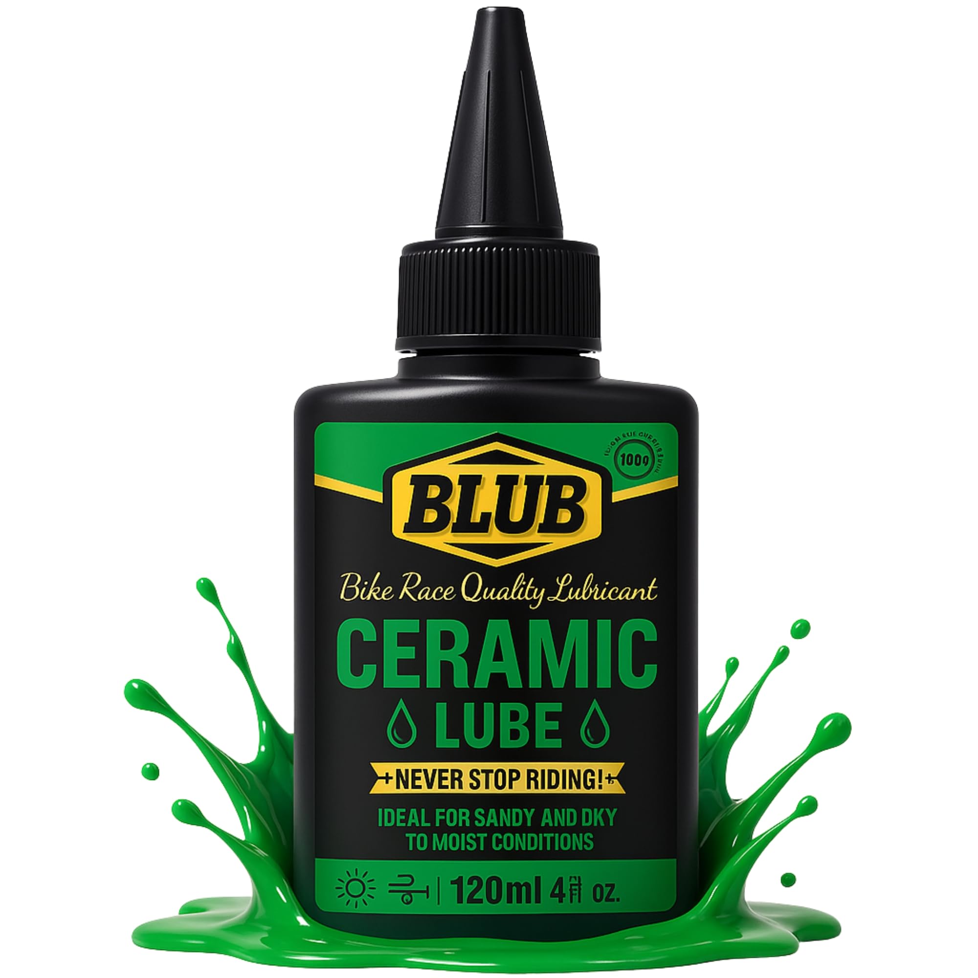 BLUB Ceramic Lube 120ml – bike chain lube with Ceramic – bike oil chain lubricant all weather – for Road, BMX & MTB – bicycle chain grease – bicycle oil Up to 80 Uses PARENT (Ceramic 120ml)