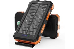 X-DRAGON Solar Power Bank 24000mAh External Battery Pack Portable Charger,Dual 5V USB Ports Output，Built-in Dual Flashlights, Compass, Solar Panel Charging for Smartphone, iPhone, and Outdoor Camping