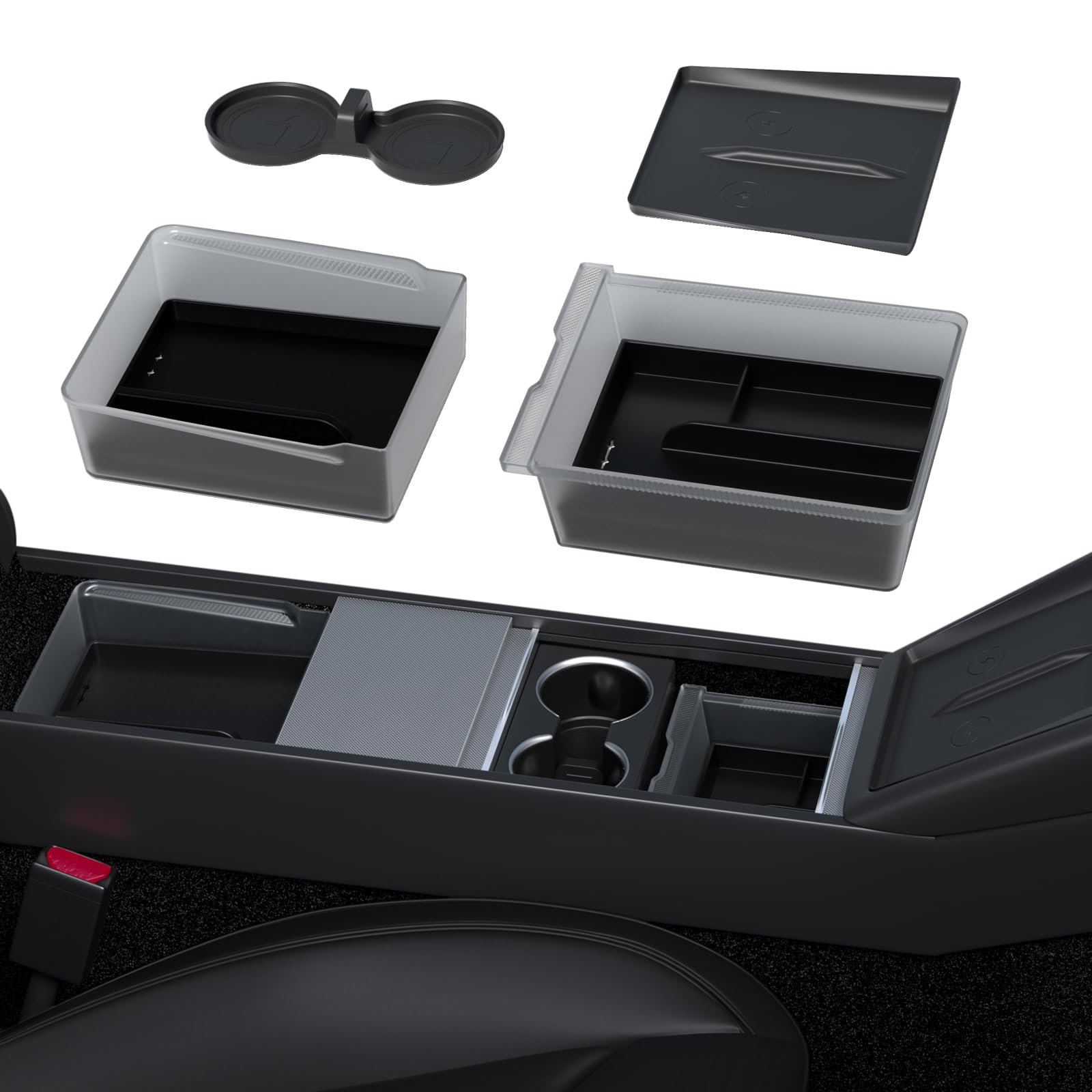 Photo 1 of SUMK 2025 Upgrade Center Console Organizer Tray for Tesla New Model Y Juniper & Model 3 Highland Accessories [ABS + Silicone Lining Non-Slip & Wear-Resistant & Easy to Clean] - 4pcs