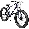 Max4out 26 inch Fat/Normal Tire Mountain Bike, 21 Speed with Dual Front Suspension, Double Disc Brake and High Carbon Steel Frame Anti-Slip Bicycle, Mens and Womens