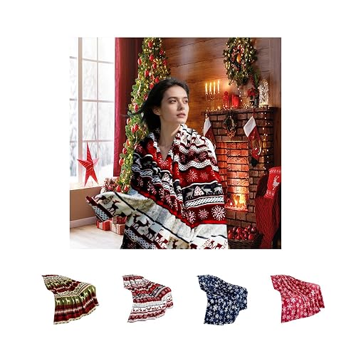 Christmas Blanket, Cozy Flannel Blankets, Warm Snowflake Christmas Throws for Sofa Car,Bed, All-season Throw, Holiday Bedding & Decorations for Home,Festival Gift for Kids & Adult(70 * 150) (A)