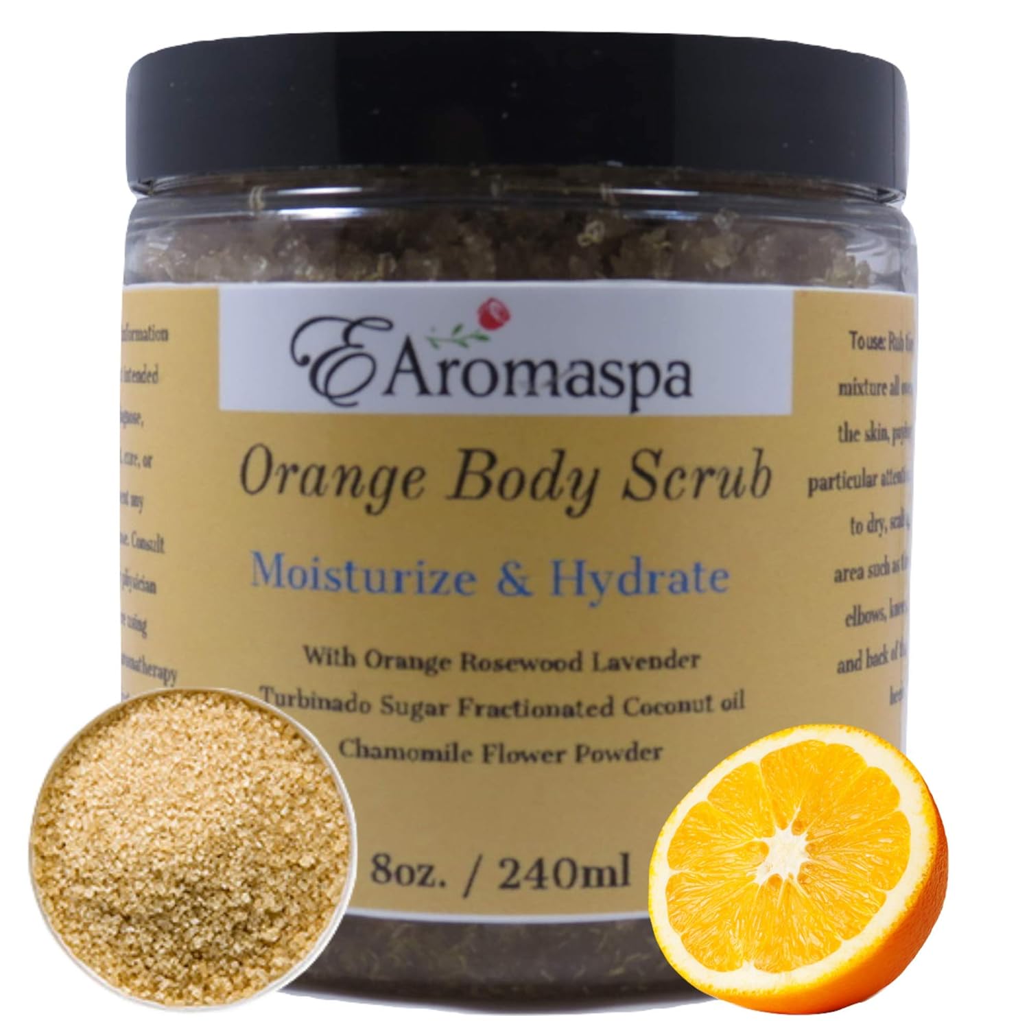 EAromaspa Sugar Scrub, Raw Sugar, Exfoliating Body Scrub
