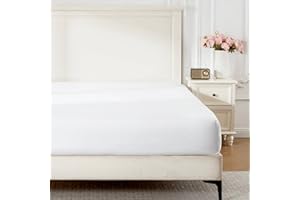 ROSE&RISY White Queen Fitted Sheet,Soft and Breathable for Sleeping,Cooling Fitted Sheets,16“ Deep Pocket, 1pack (White, Queen)