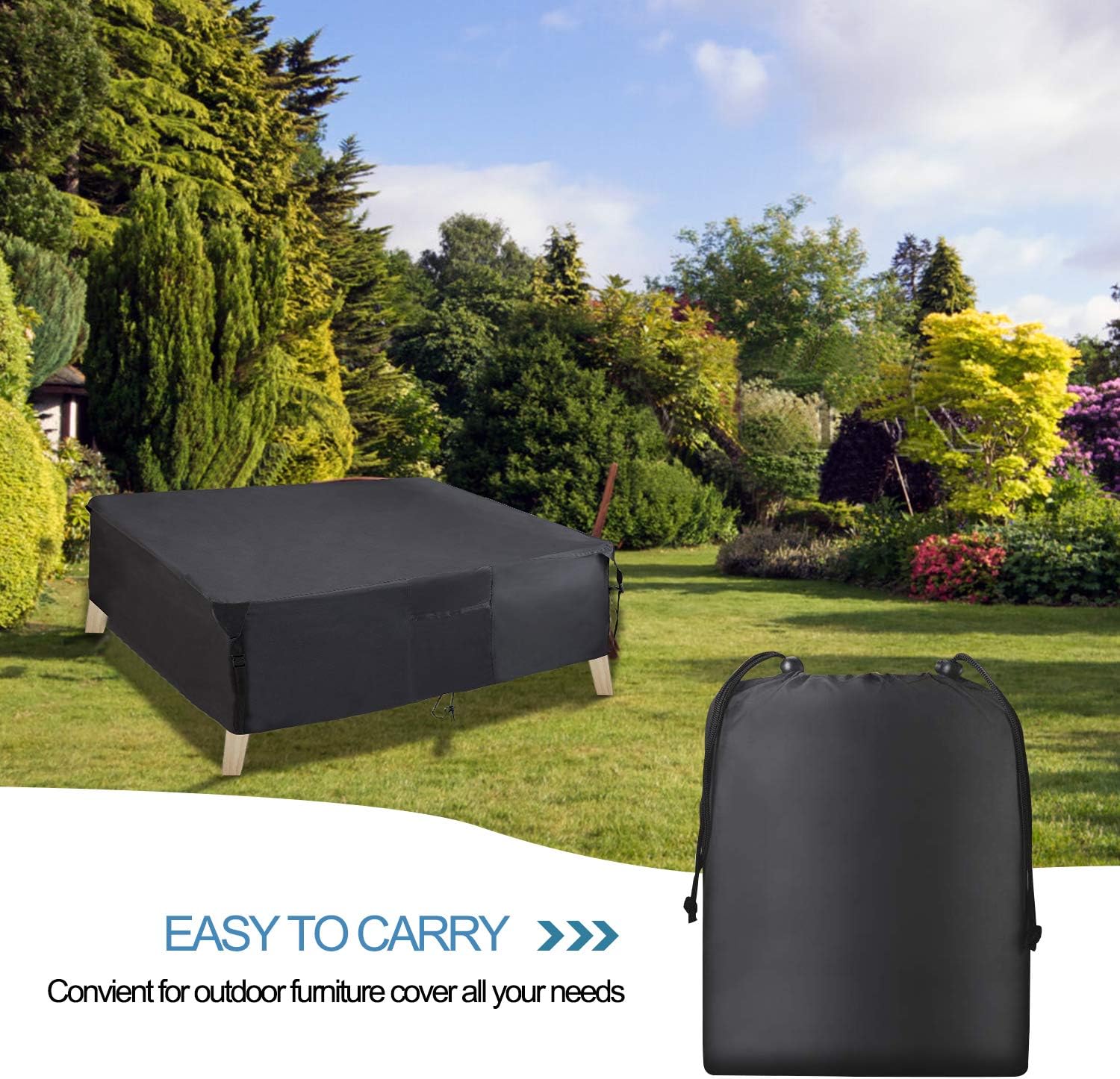 PATIOPTION Patio Table Cover, Rectangular Furniture Set Cover Outdoor Square Cover 600D Heavy Duty Tough Canvas Waterproof Dustproof Dining Table Chair Set Cover w Storage Bag - 74L x 47W x 24H inch : Garden & Outdoor