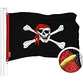 G128 Pirate Jolly Roger Red Head Scarf Flag | 1x1.5 Ft | ToughWeave Series Embroidered 300D Polyester | Novelty Flag, Embroidered Design, Indoor/Outdoor, Brass Grommets