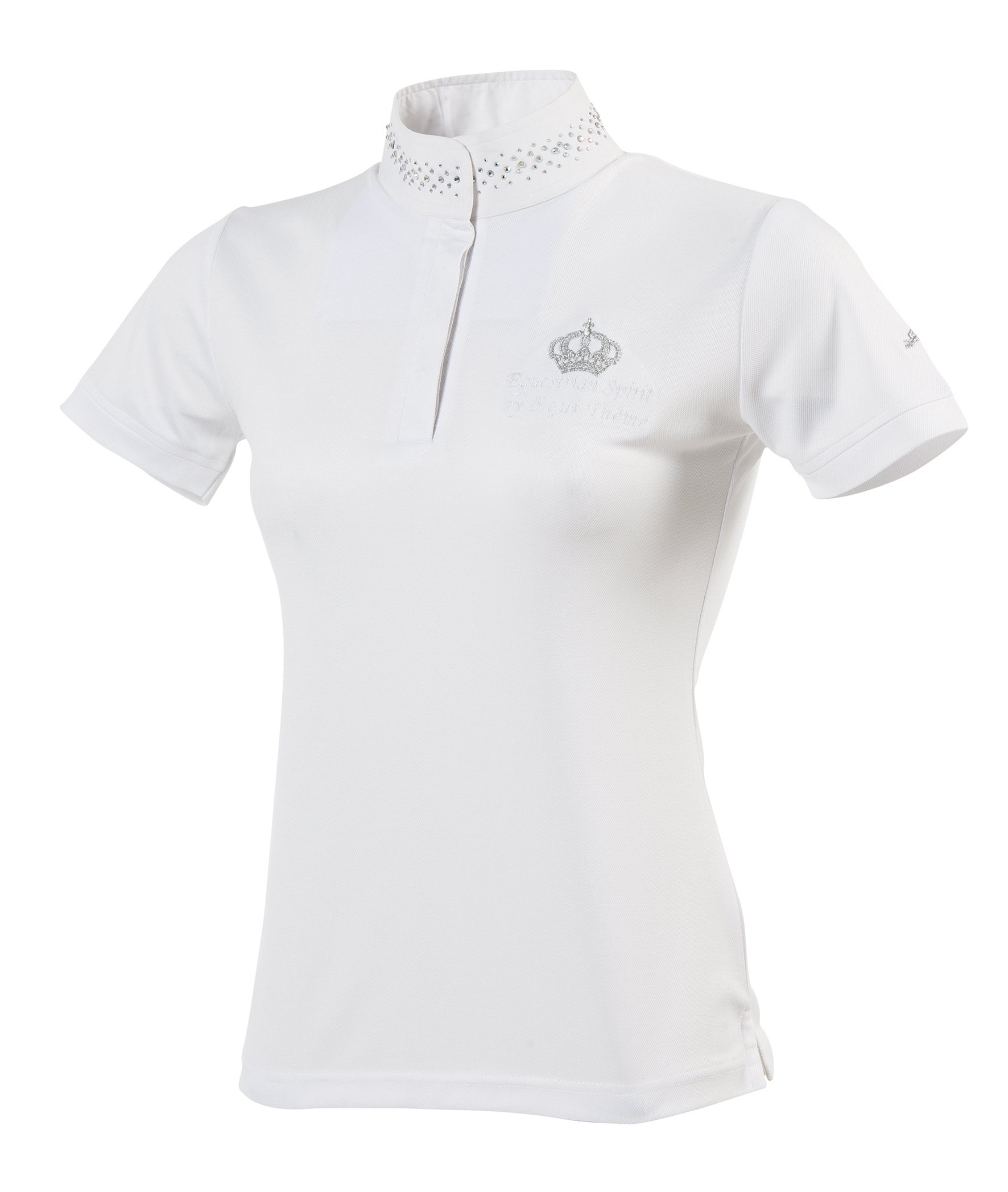 Equi-Theme/Equit'm Women 987012136 Couronne Short Sleeve Polo Shirt - White/Silvery Colour Contrasts, One Size