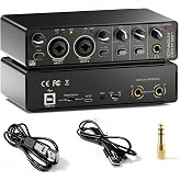 2X2 USB Audio Interface for PC Mac Laptop, 24Bit 192kHz for Computer Recording, Guitar, Streaming, Podcasting, with 48V Phantom Power, XLR TSR TS Ports