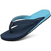 ChayChax Womens Two-Tone Flip Flops with Arch Support Comfort Beach Thong Sandals Indoor Outdoor